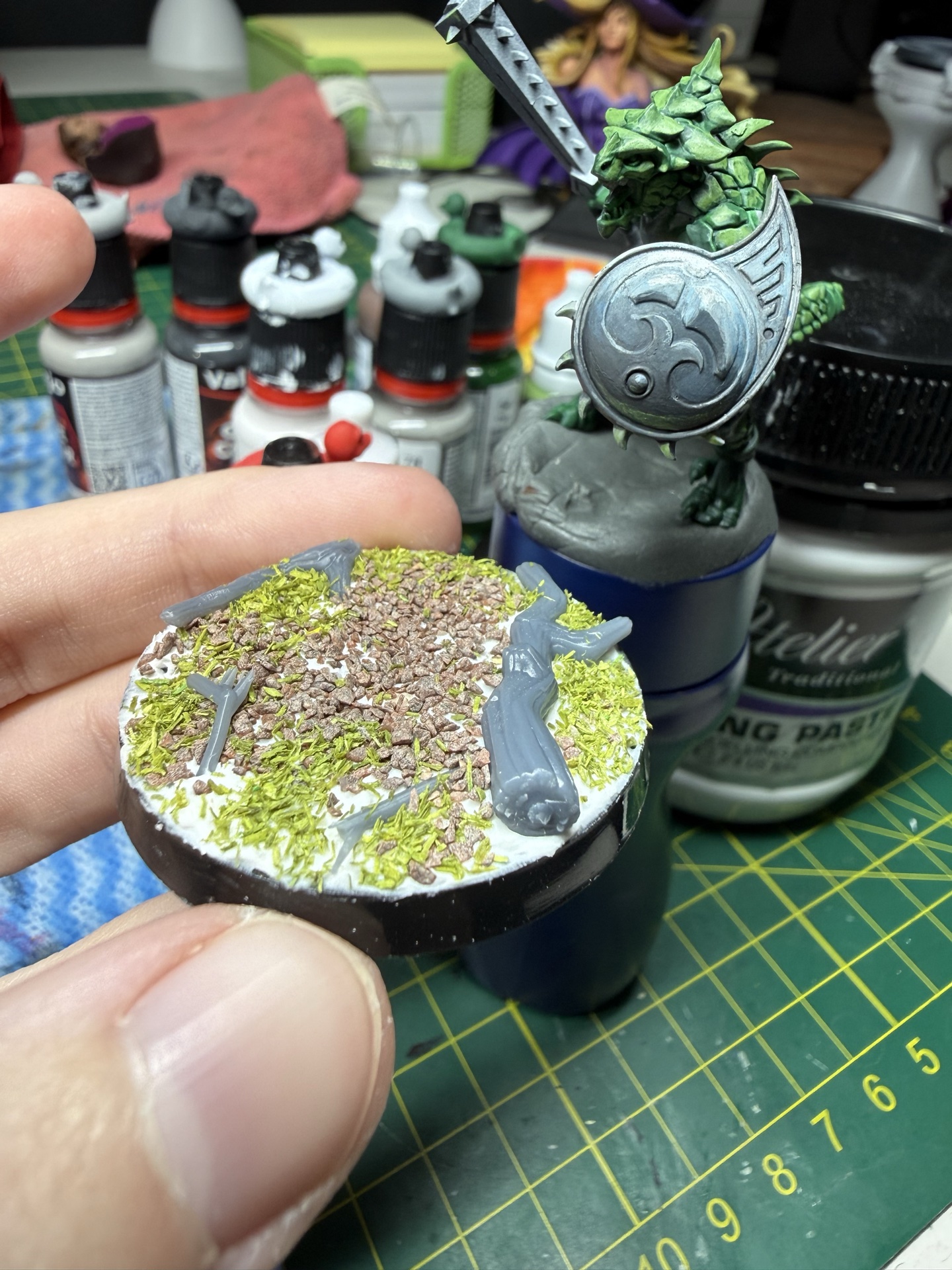 Smushing some stuff on a base